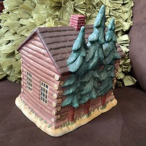 RARE Sakura Northwoods Log Cabin Cookie Jar/Canister